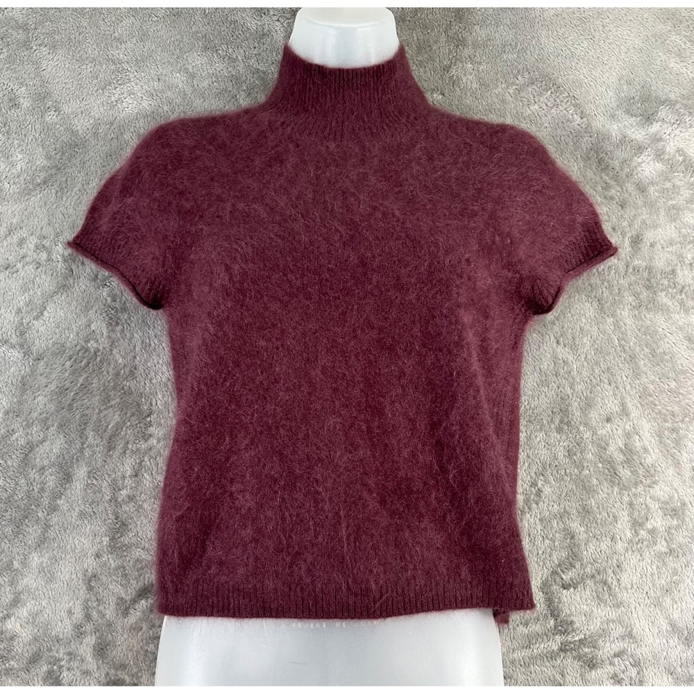 ME+EM 100% Cashmere Jumper Sweater XS Burgundy Mock Neck Pullover